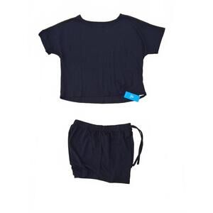Women’s Black Lounge Set M Top & Shorts 2 Piece Outfit